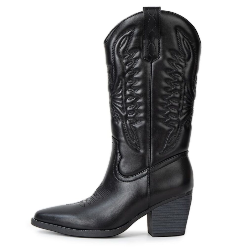 Alpine Swiss Sadie Womens Cowboy Boots Mid Calf Block Heel Western Cowgirl Boots - Picture 2 of 8